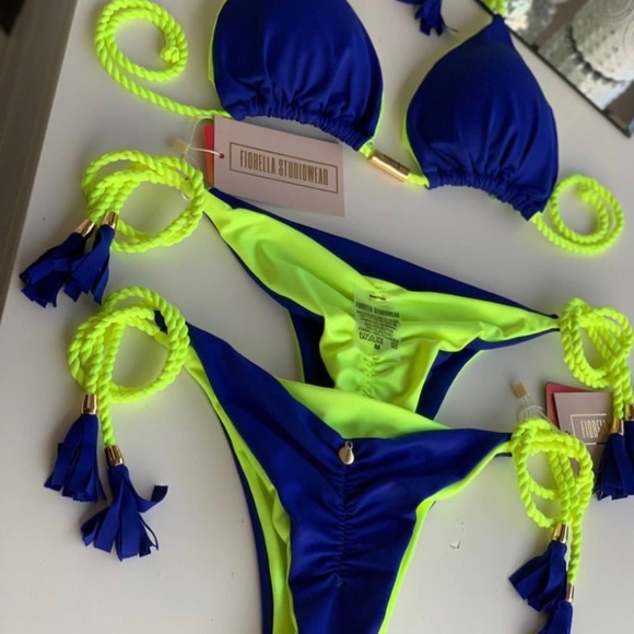 Brazilian Reversible Bikini Lift Butt Intertwined Adjustable String Thong Bottom - Picture 2 of 8